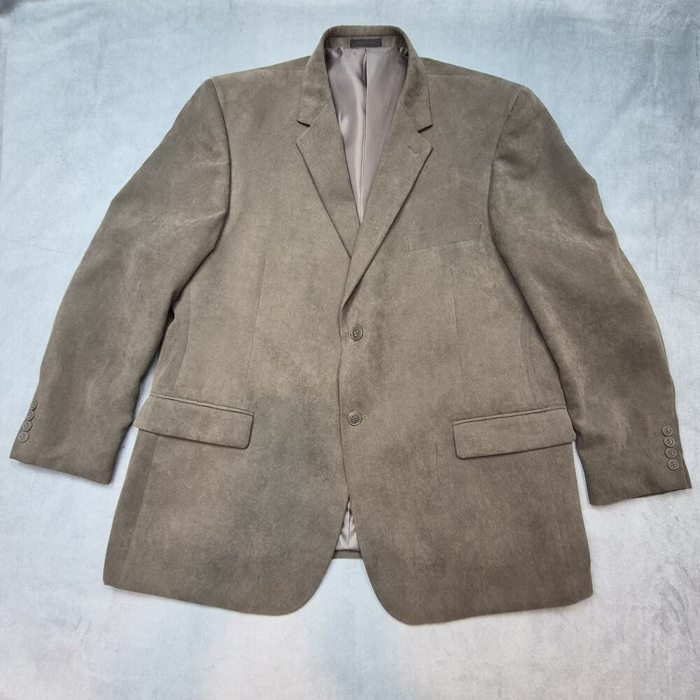 Andrew Fezza BAXTER Men's Faux Suede Sport Coat Blazer Two Button Taupe 48R